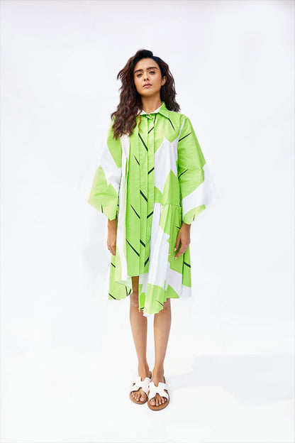 Green shirt dress