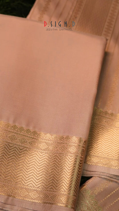 Rose Gold Fine silk dhoti Set - Bridal