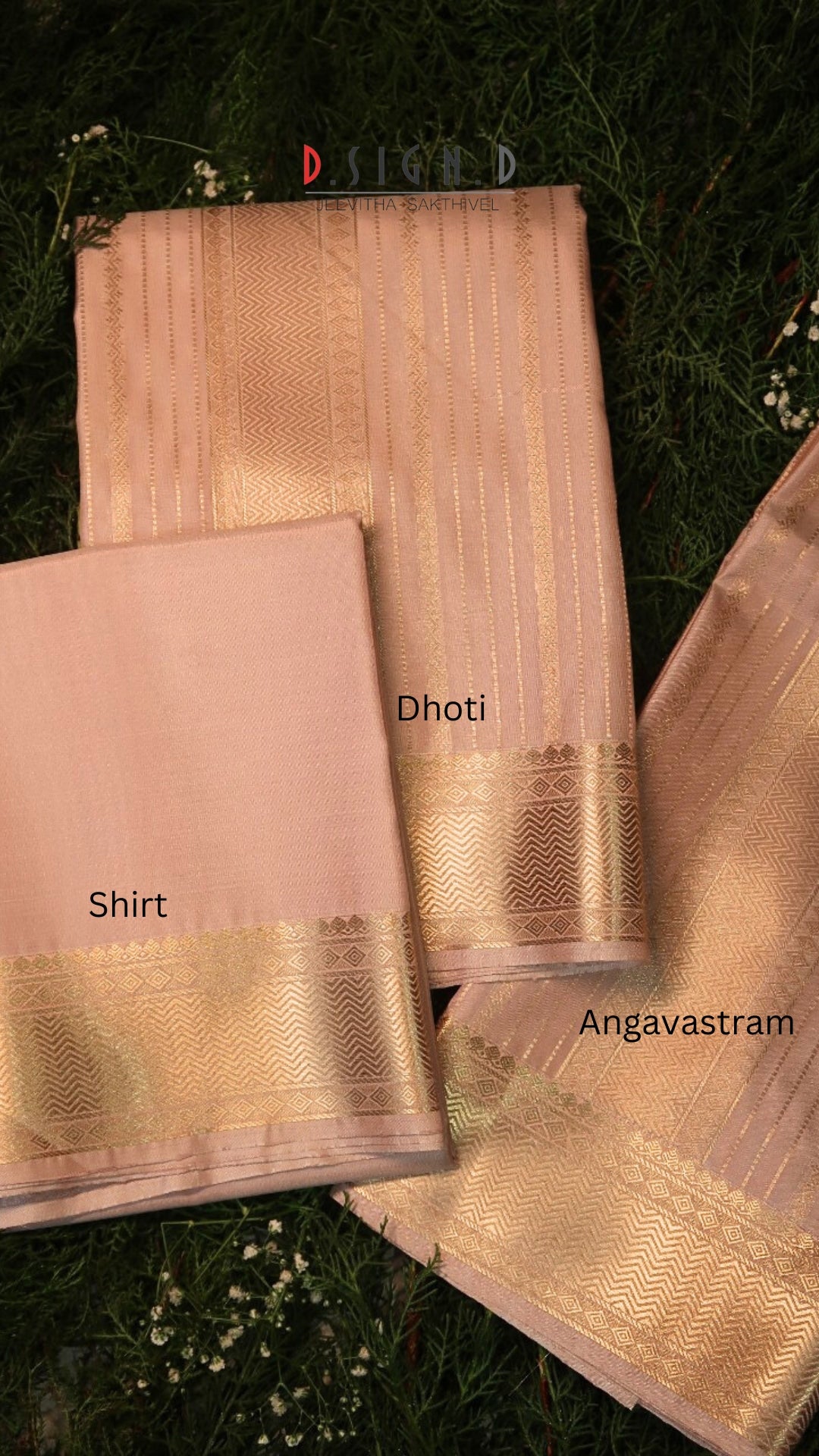 Rose Gold Fine silk dhoti Set - Bridal