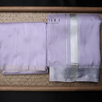 Lavender Semi silk dhoti & Shirt ( unstitched)