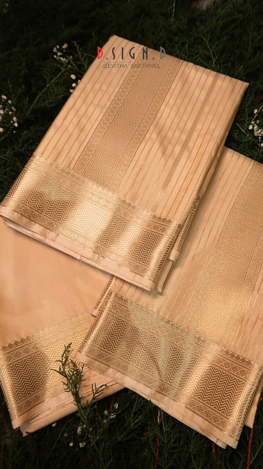 Gold Fine silk dhoti Set - Bridal