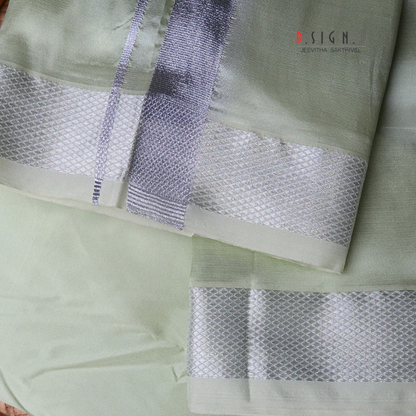 Pastel green Semi silk dhoti  & Shirt ( unstitched)