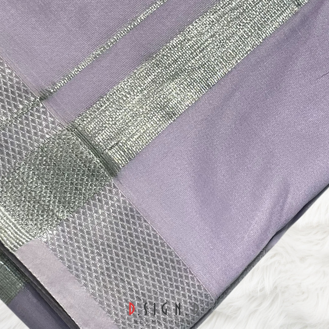 Lavender Semi silk dhoti & Shirt ( unstitched)