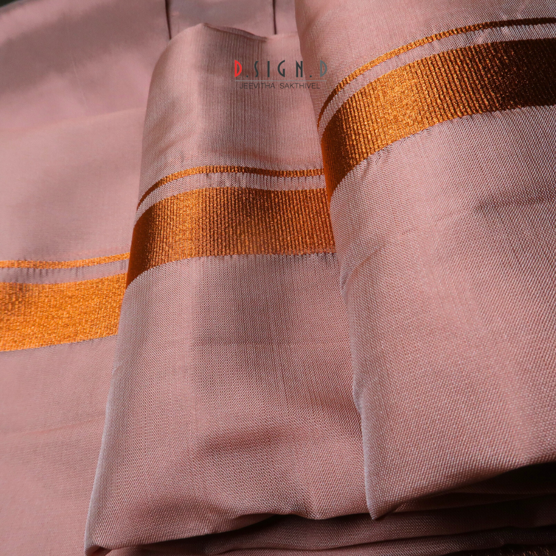 Copper Semi silk dhoti  & Shirt ( unstitched)