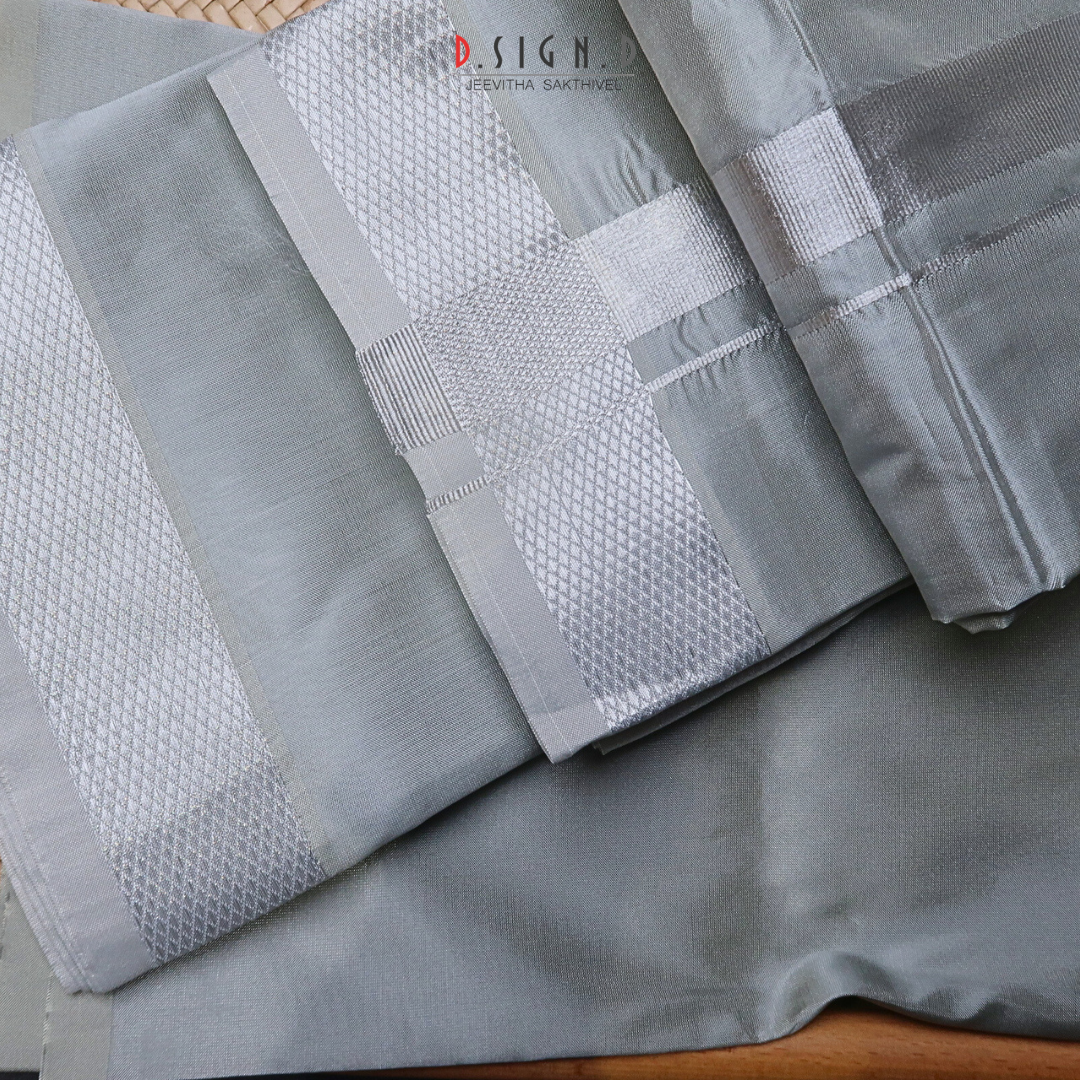 Grey Semi silk dhoti  & Shirt ( unstitched)