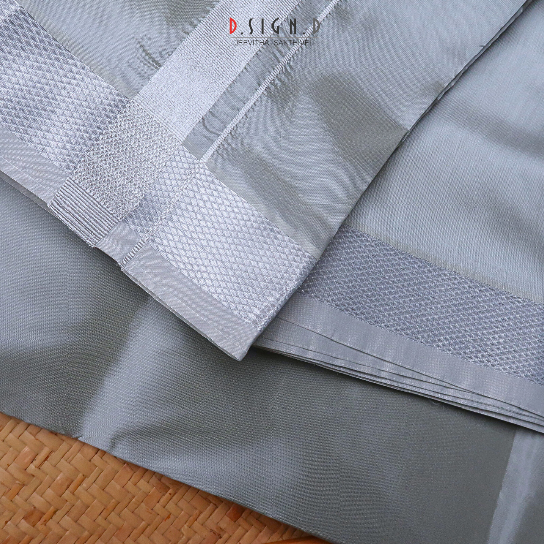 Grey Semi silk dhoti  & Shirt ( unstitched)