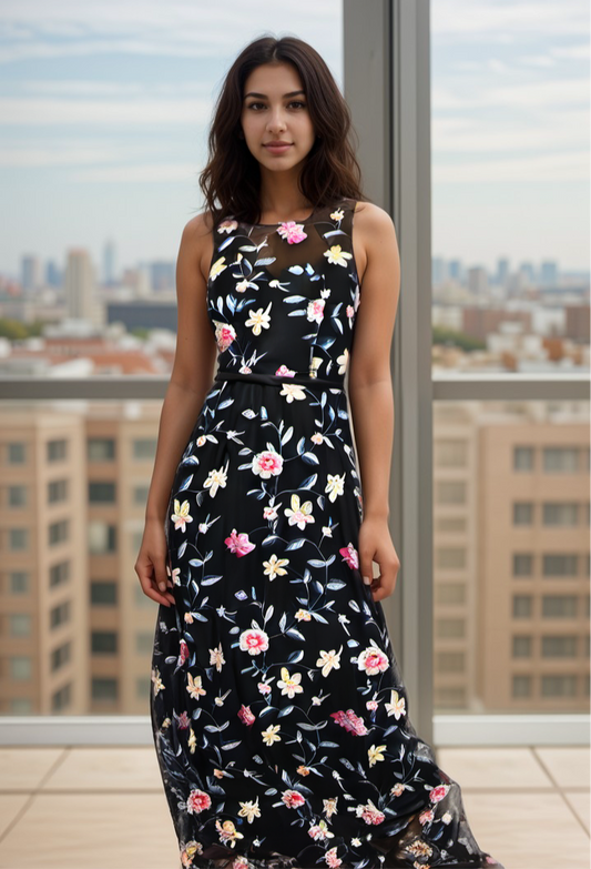 Black floral Gown