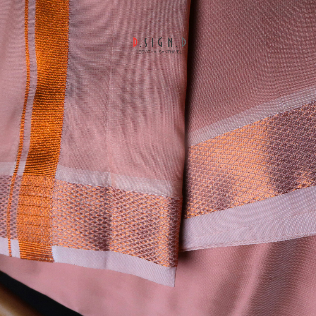 Copper Semi silk dhoti  & Shirt ( unstitched)