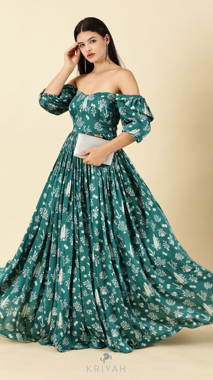 Magnolia- Green  corset gown