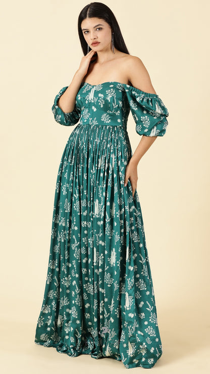 Magnolia- Green  corset gown