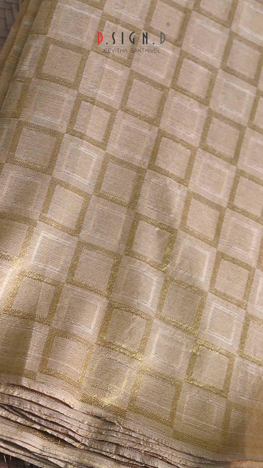 Gold Checks Tissue Silk Shirt Material