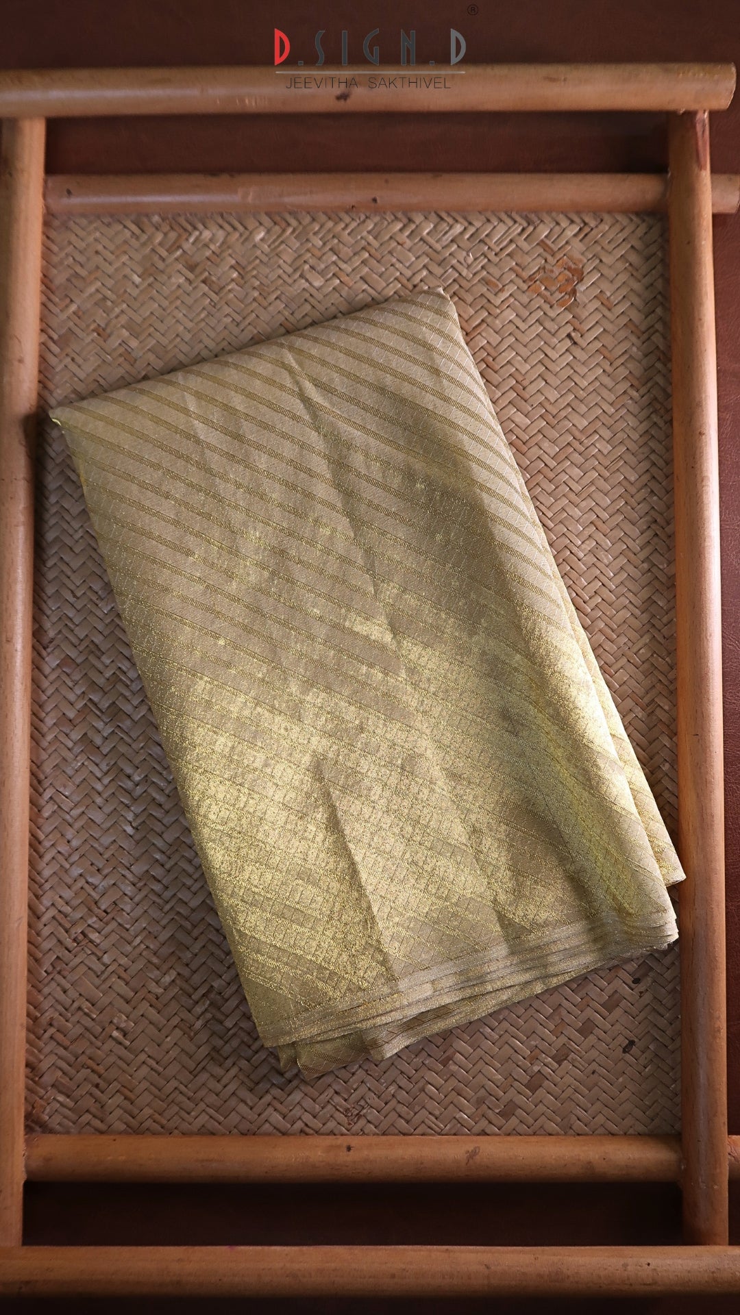 Gold diagonal Tissue Silk Shirt Material