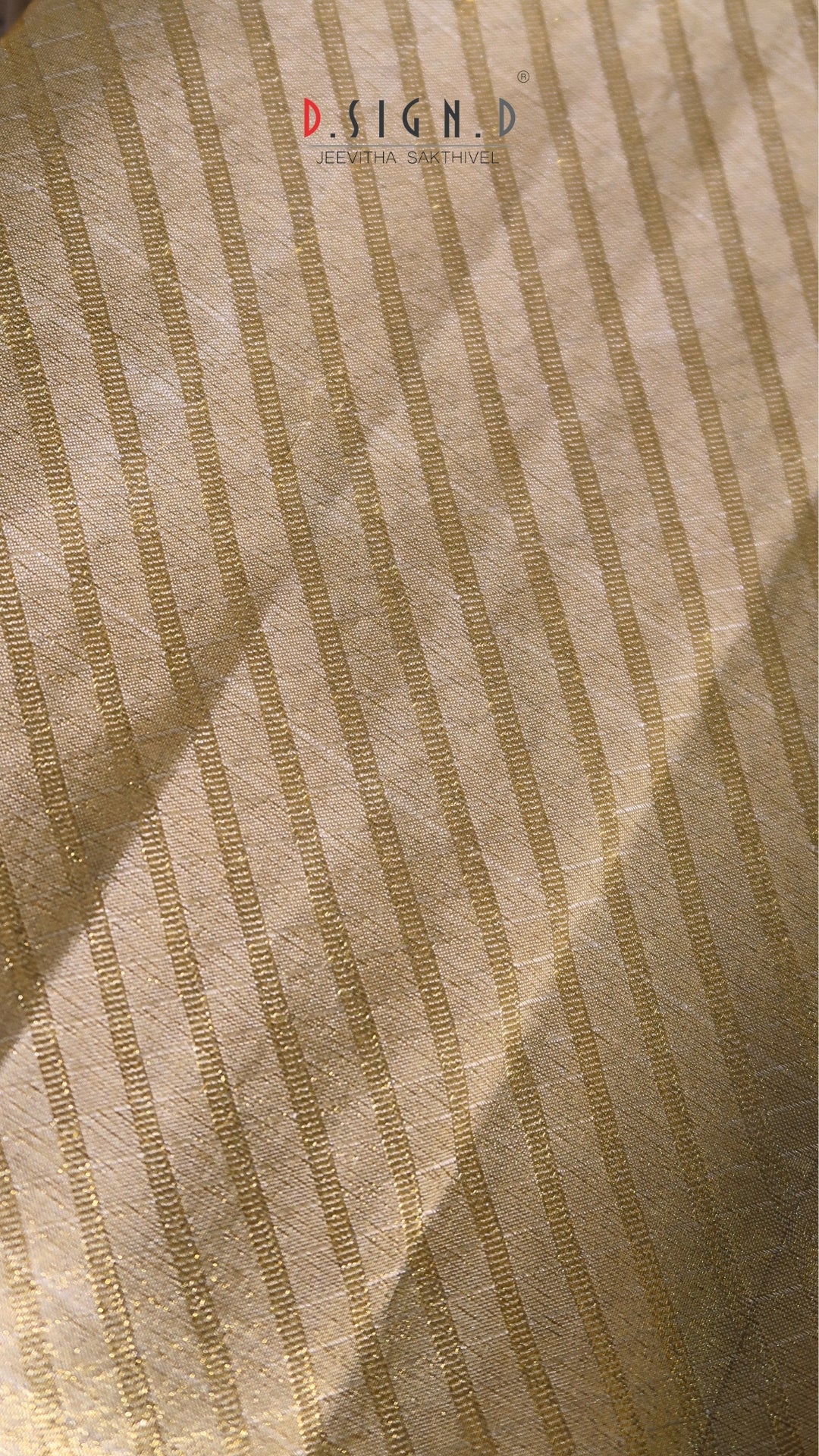 Gold diagonal Tissue Silk Shirt Material