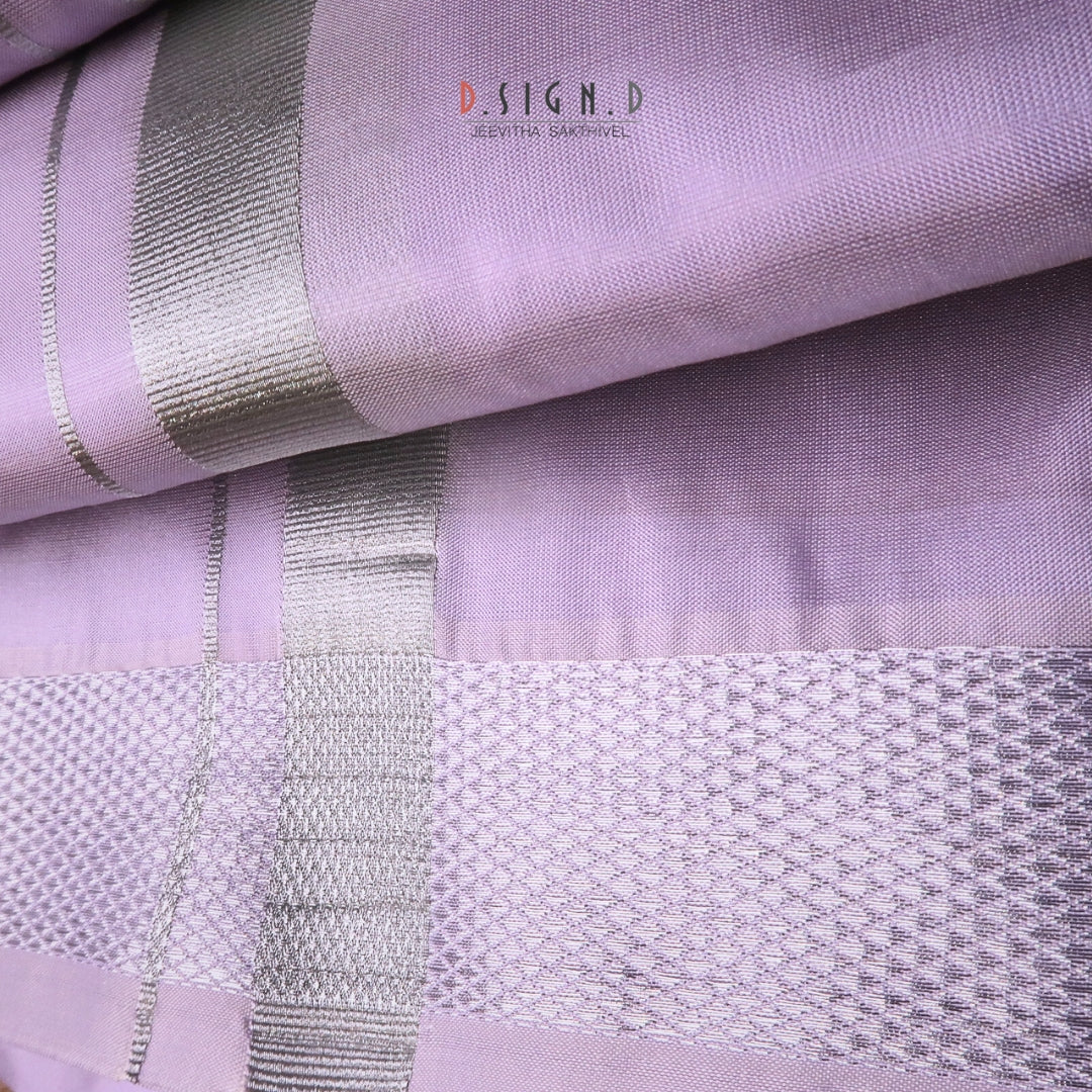 Lavender Semi silk dhoti & Shirt ( unstitched)