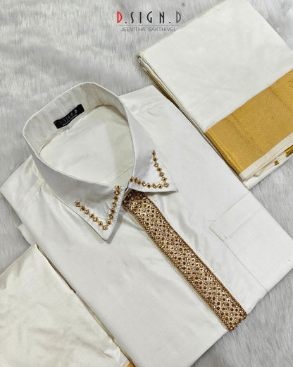 White Muhurtham Silk Shirt