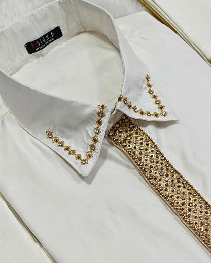 White Muhurtham Silk Shirt