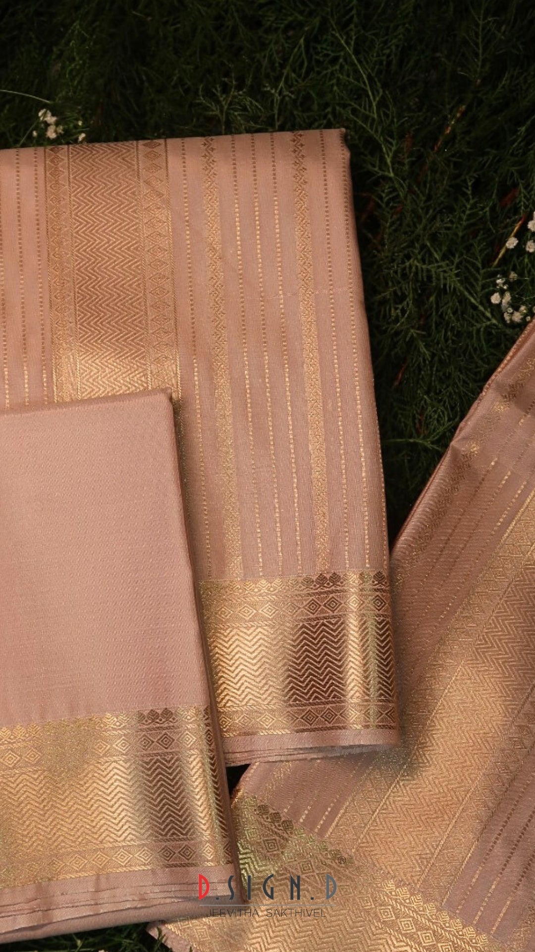 Rose Gold Fine silk dhoti Set - Bridal