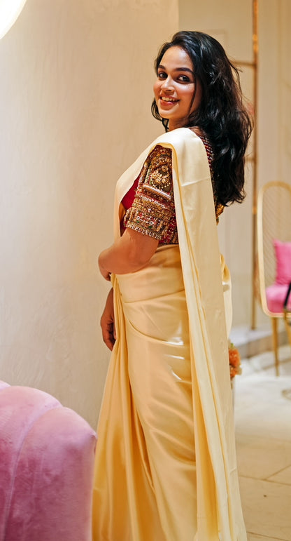 1 Minute Satin Saree