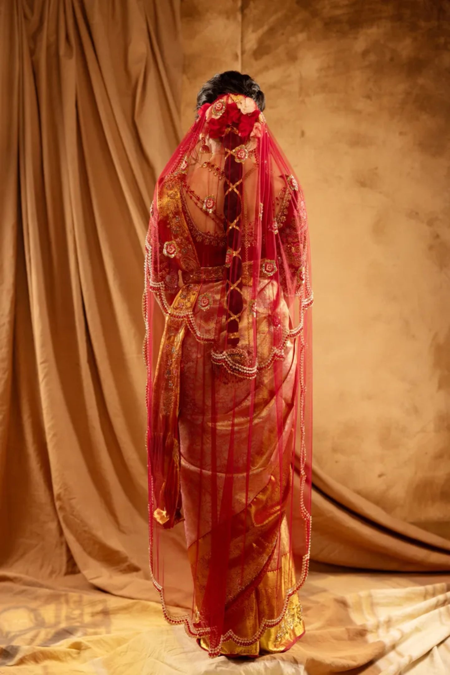 Salmon Bridal Kancheevaram Saree