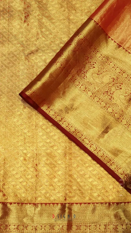 Salmon Bridal Kancheevaram Saree