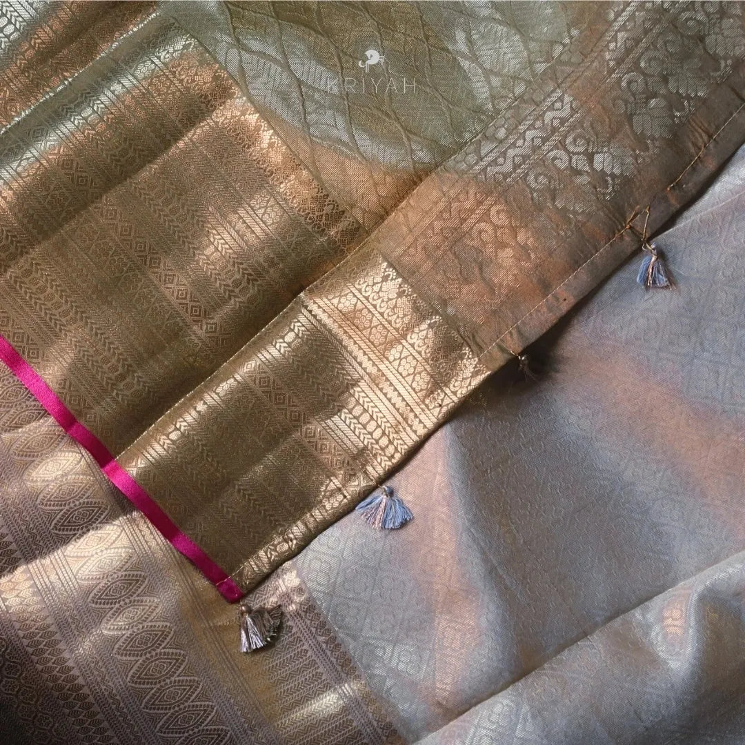 Embroidered Tussar Silk Saree