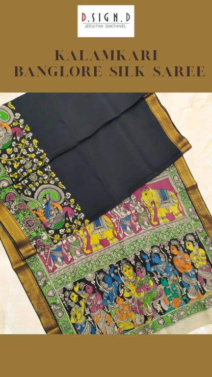 Kalamkari Banglore Silk Saree in shades