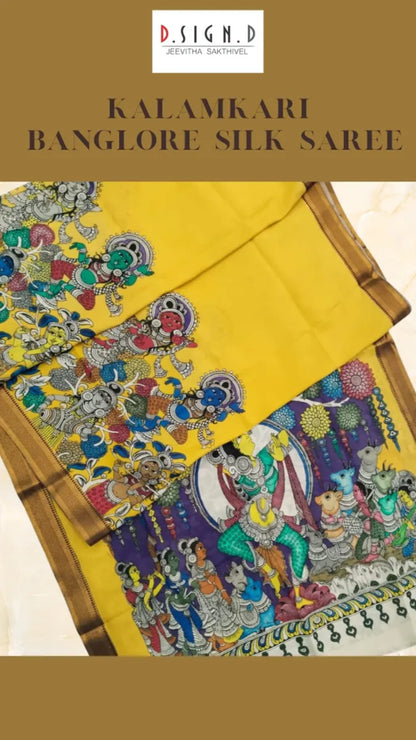 Kalamkari Banglore Silk Saree in shades