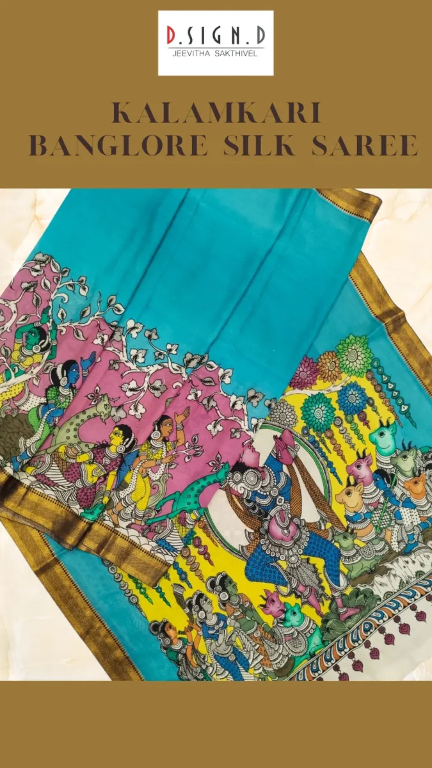 Kalamkari Banglore Silk Saree in shades