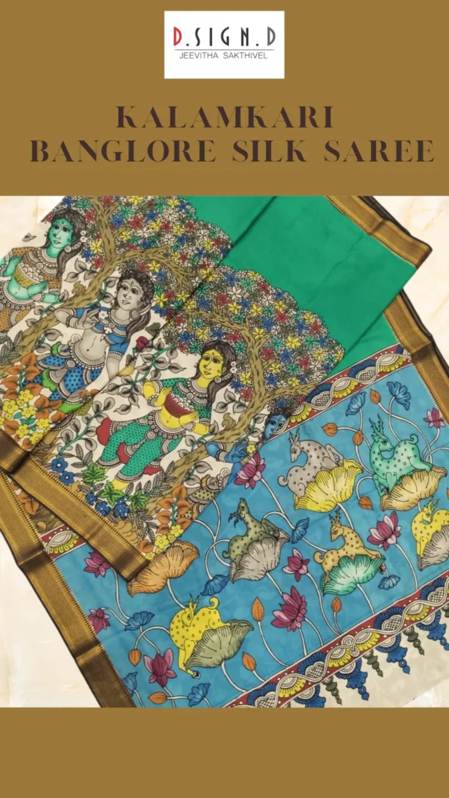 Kalamkari Banglore Silk Saree in shades