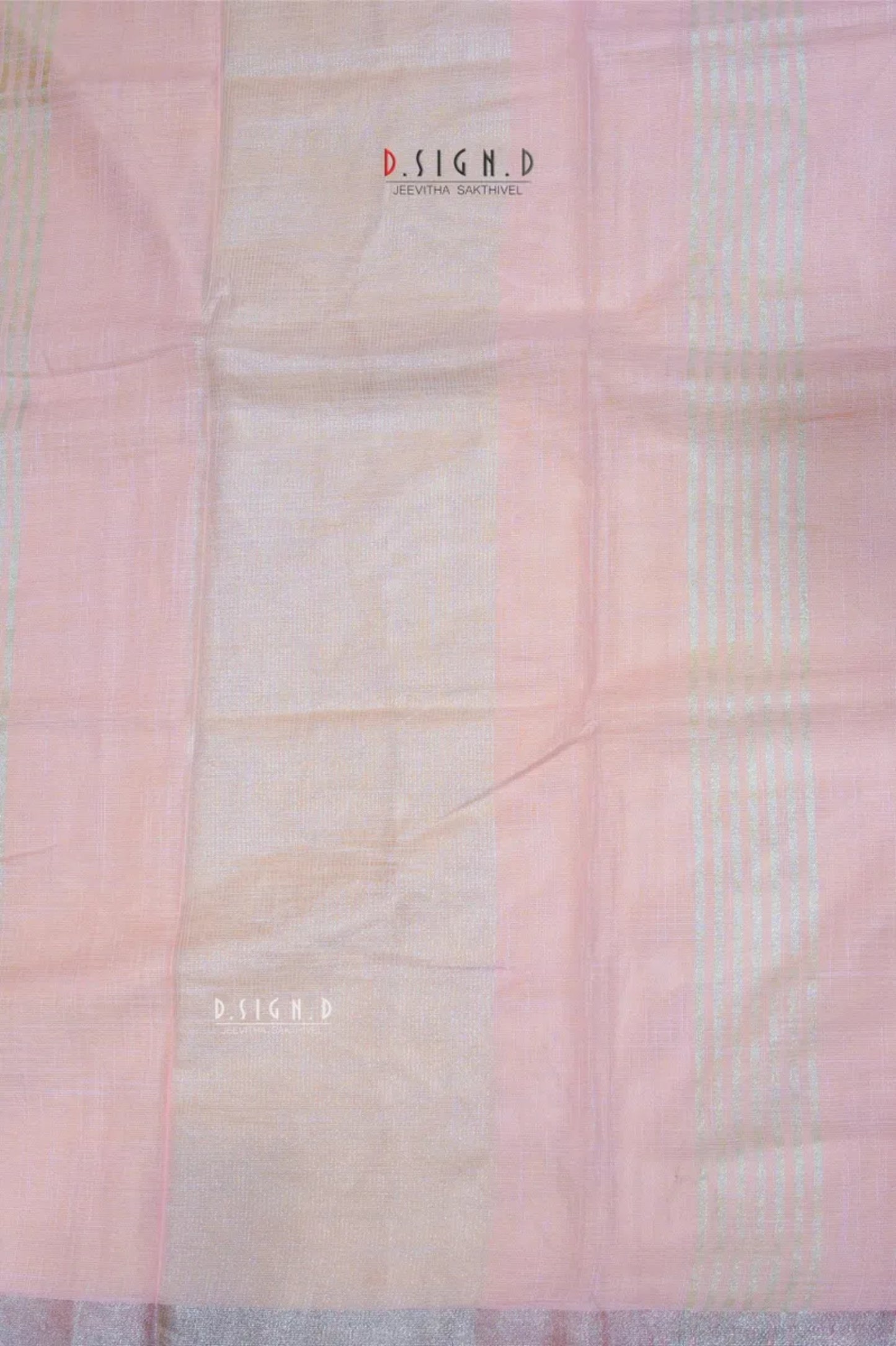 PASTEL PINK SEQUIN FLORAL LINEN COTTON SAREE