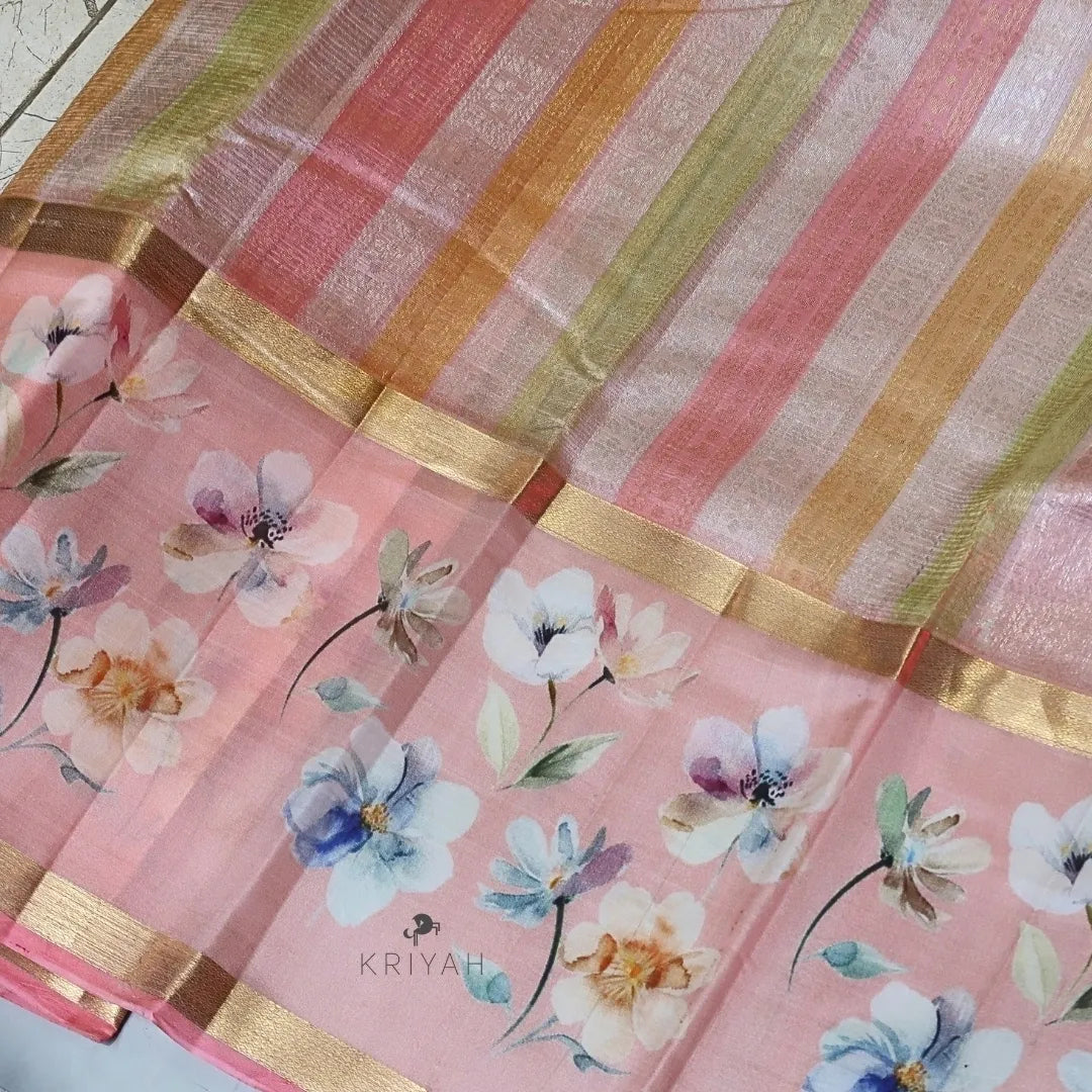 MULTI COLOR PRINTED TUSSAR SILK SAREE