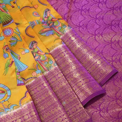 KALAMKARI PRINTED TUSSAR SILK SAREE