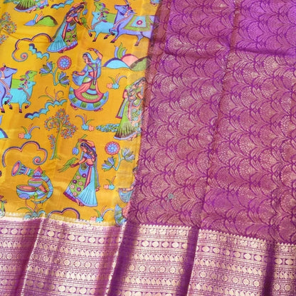 KALAMKARI PRINTED TUSSAR SILK SAREE