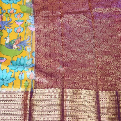 KALAMKARI PRINTED TUSSAR SILK SAREE