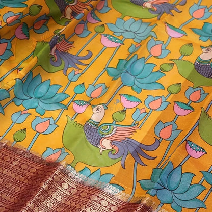 KALAMKARI PRINTED TUSSAR SILK SAREE