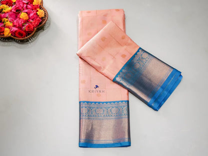 PEACH CORAL ZARI KATTAM SAREE