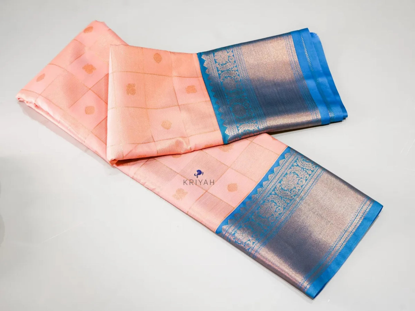 PEACH CORAL ZARI KATTAM SAREE