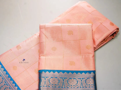 PEACH CORAL ZARI KATTAM SAREE