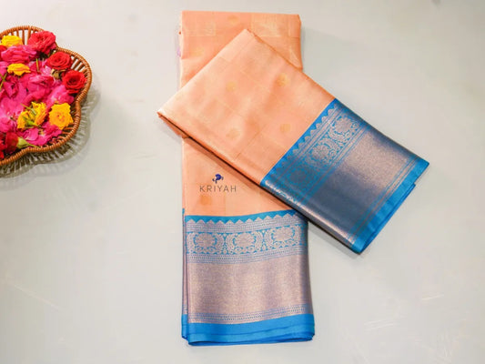 PEACH ORANGE ZARI KATTAM SAREE