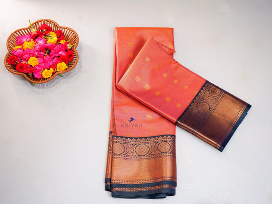 CORAL ORANGE VAIRA OOSI SAREE