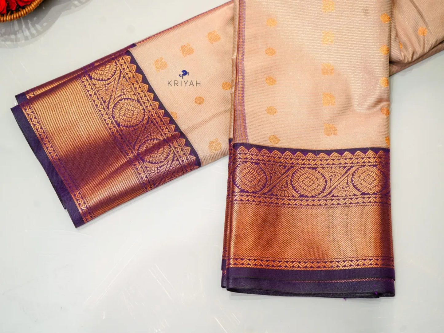 BEIGE VAIRA OOSI SAREE