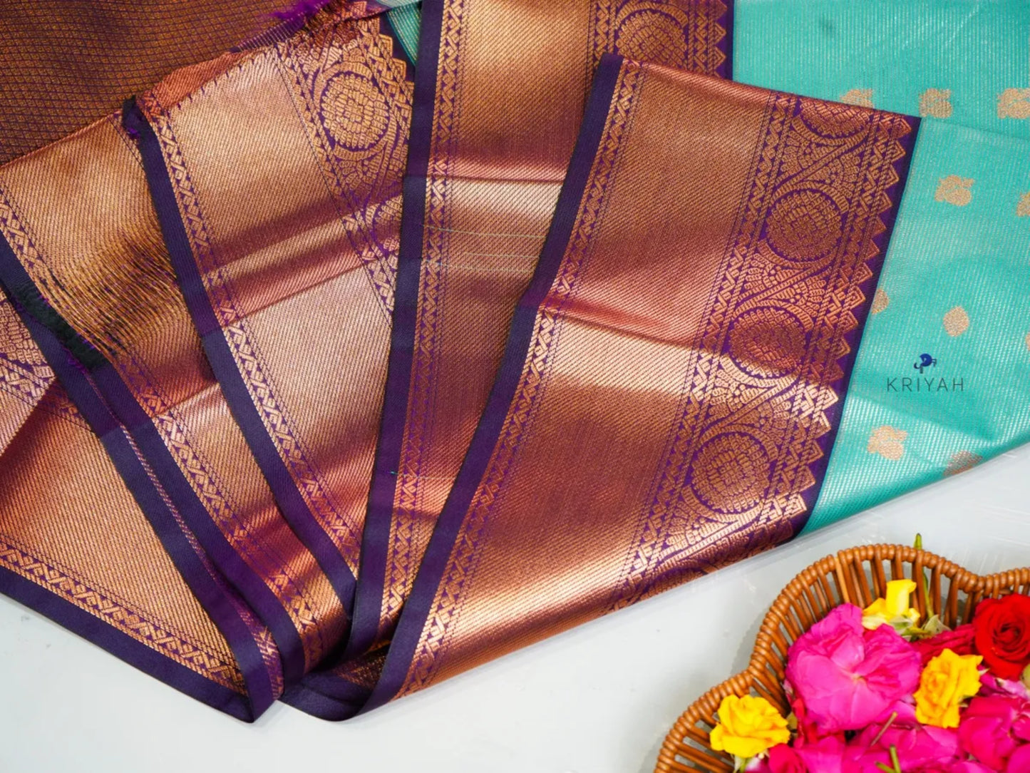 TURQUOISE VAIRA OOSI SAREE