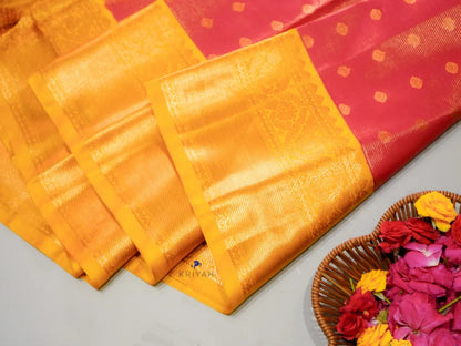 CORAL RED VAIRA OOSI SAREE