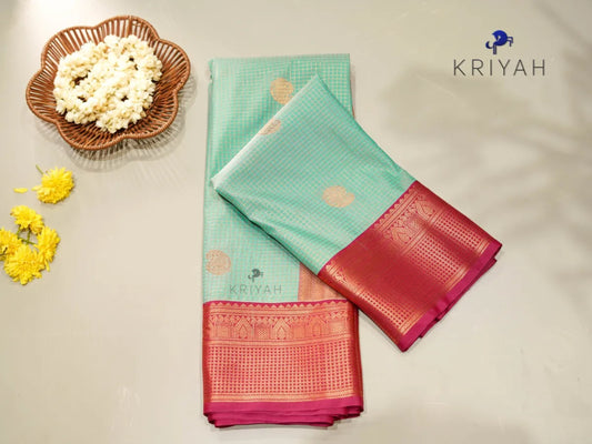 Turquoise Zari Kattam saree