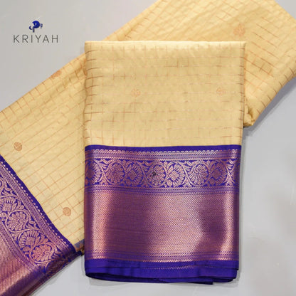 Cream zari kattam saree