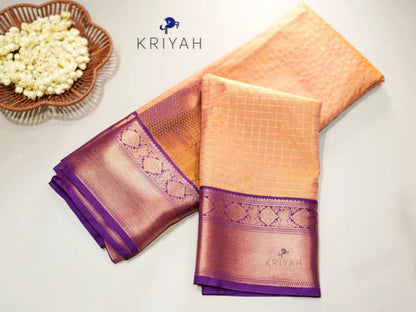 Sunset Orange Zari Kattam saree