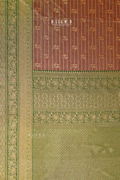 BROWN & GREEN ANNAM SEMI SILK SAREE