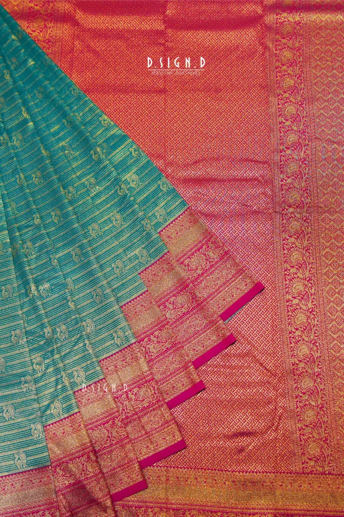 RAMAR GREEN & PINK ANNAM SEMI SILK SAREE