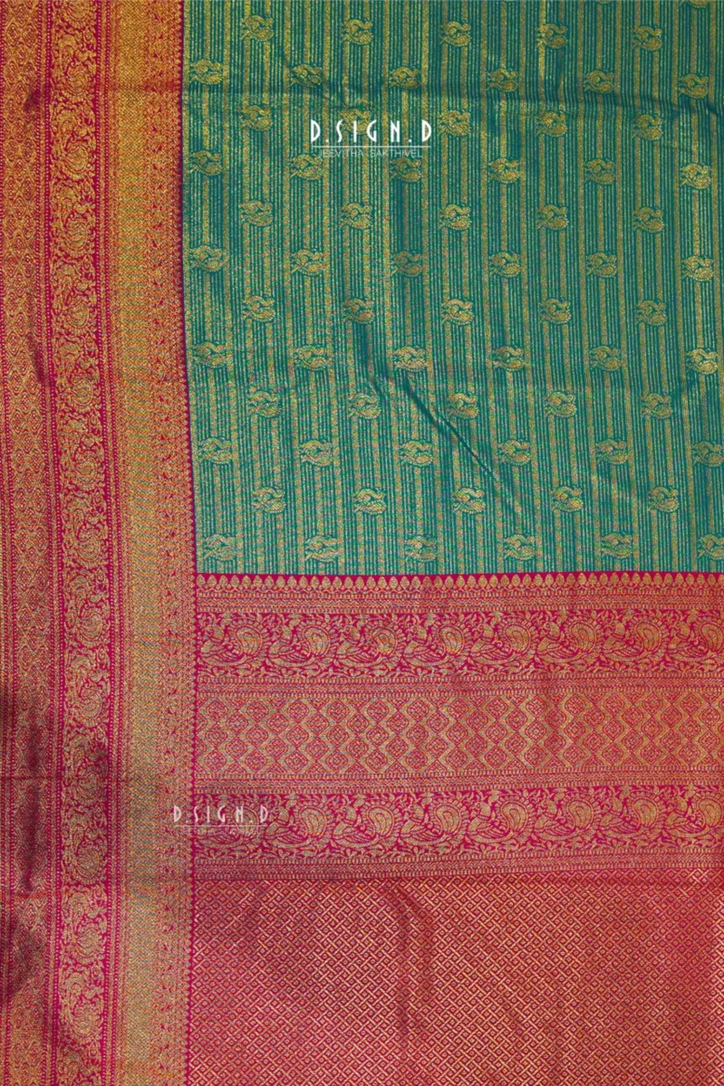 RAMAR GREEN & PINK ANNAM SEMI SILK SAREE