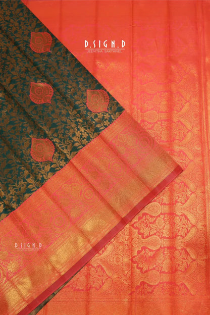 BOTTLE GREEN SEMI SILK SAREE